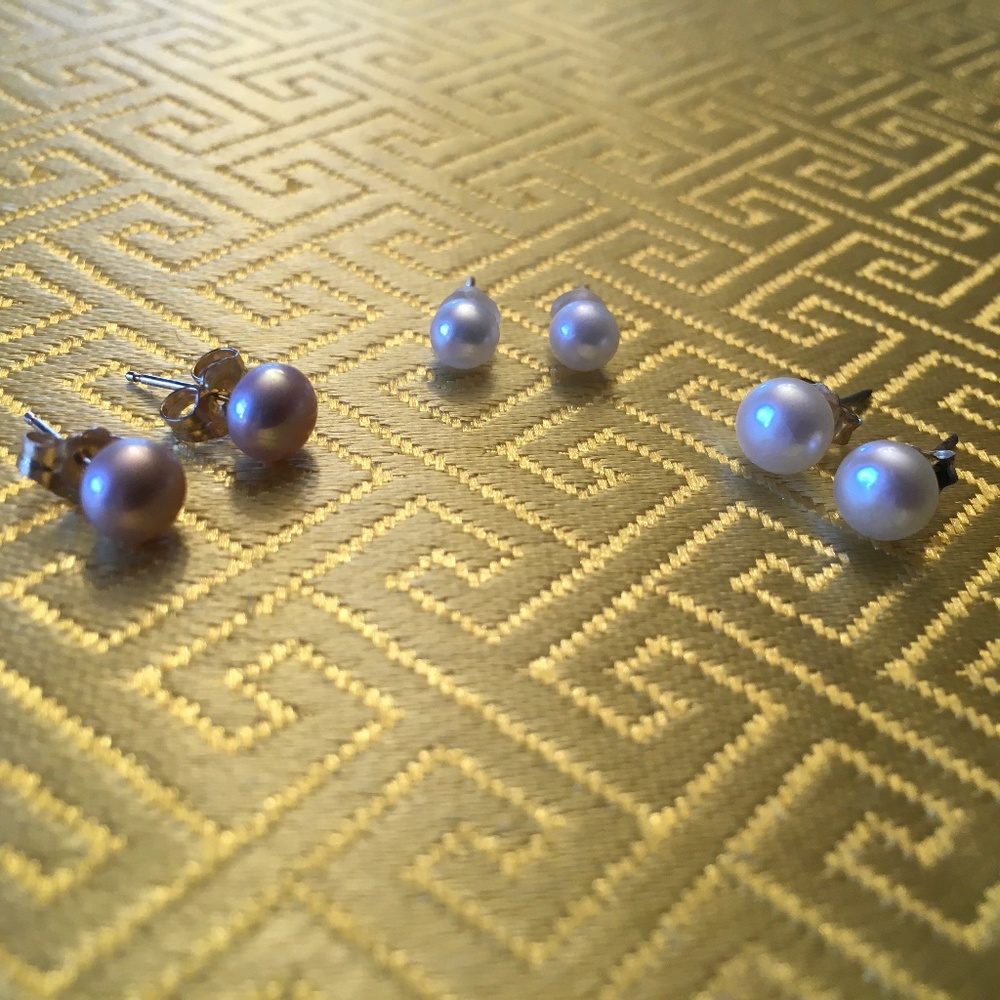 Pearl post earings for girls